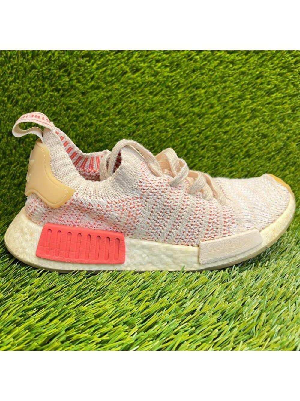 Adidas NMD_R1 STLT Womens Size 6 Pink Beige Athletic Running Shoes Sneakers